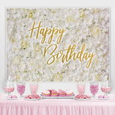 Einfach Weiss Und Blumen Elegant Glücklich Geburtstag Hintergrund